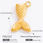 Gold color / 1 Piece Romantic Series Casual Fish Stainless Steel Gold Color DIY Women's Pendants Picture41