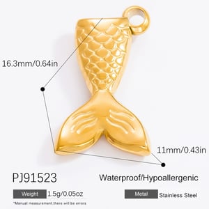 1 pieza de colgantes de acero inoxidable de color dorado con forma de pez informal de serie romántica para mujer h5 