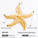 Gold color / 1 Piece Romantic Series Casual Seastar Stainless Steel Gold Color DIY Women's Pendants Picture44