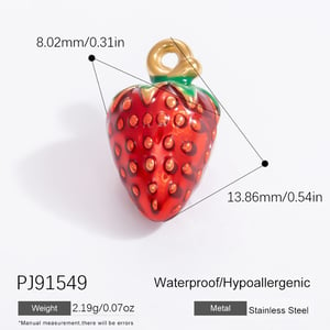 1 Piece Romantic Series Casual Small Strawberry Stainless Steel Gold Color DIY Women's Pendants h5 