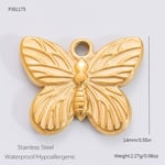 Gold color / 1 Piece Simple Series Retro Butterfly Stainless Steel Gold Color DIY Women's Pendants Picture3