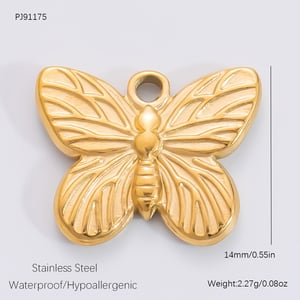 1 Piece Simple Series Retro Butterfly Stainless Steel Gold Color DIY Women's Pendants h5 