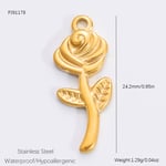 Gold color / 1 Piece Simple Series Retro Rose Stainless Steel Gold Color DIY Women's Pendants Picture4