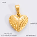 Gold color / 1 Piece Simple Series Retro Heart Stainless Steel Gold Color DIY Women's Pendants Picture5