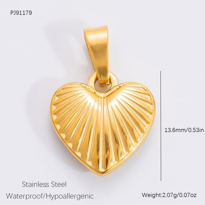 1 Piece Simple Series Retro Heart Stainless Steel Gold Color DIY Women's Pendants 