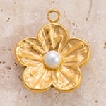 Gold color / 1 Piece Simple Series Retro Flower Stainless Steel Gold Color DIY Women's Pendants Picture6