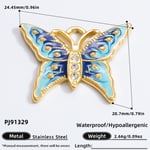 Blue & Gold / 1 Piece Simple Series Retro Butterfly Stainless Steel Gold Color DIY Women's Pendants Picture9