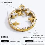 Gold color / 1 Piece Simple Series Retro Round Stainless Steel Gold Color DIY Women's Pendants Picture10