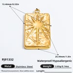 Gold color / 1 Piece Simple Series Retro Rectangle Stainless Steel Gold Color DIY Women's Pendants Picture11