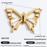 Gold color / 1 Piece Simple Series Retro Butterfly Stainless Steel Gold Color DIY Women's Pendants Picture13