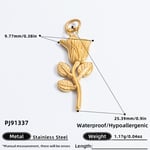 Gold color / 1 Piece Simple Series Retro Rose Stainless Steel Gold Color DIY Women's Pendants Picture15