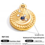 Gold color / 1 Piece Simple Series Retro Round Stainless Steel Gold Color DIY Women's Pendants Picture19