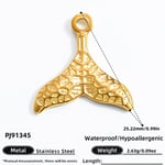 Gold color / 1 Piece Simple Series Retro Fish Stainless Steel Gold Color DIY Women's Pendants Picture22