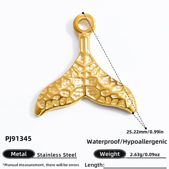 Pendentifs pour femmes en acier inoxydable couleur or, série simple, poisson rétro, 1 pièce 