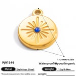 Gold color / 1 Piece Simple Series Retro Round Stainless Steel Gold Color DIY Women's Pendants Picture25