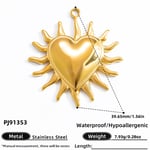 Gold color / 1 Piece Simple Series Retro Heart Stainless Steel Gold Color DIY Women's Pendants Picture27