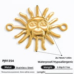 Gold color / 1 Piece Simple Series Retro Sun Stainless Steel Gold Color DIY Women's Pendants Picture28