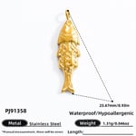 Gold color / 1 Piece Simple Series Retro Fish Stainless Steel Gold Color DIY Women's Pendants Picture30