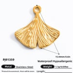 Gold color / 1 Piece Simple Series Retro Leaf Stainless Steel Gold Color DIY Women's Pendants Picture31