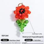 Red & Green / 1 Piece Romantic Series Sweet Casual Flower Glass Woven DIY Women's Pendants Picture9