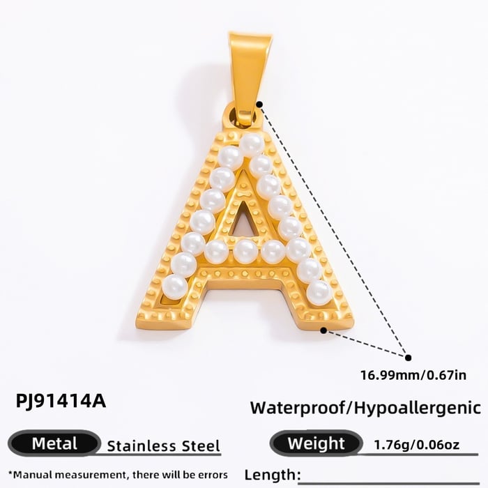 1 Piece Modern Series All-Match Letter A Stainless Steel Gold Color DIY Women's Pendants 