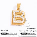 Gold color / 1 Piece Modern Series All-Match Letter B Stainless Steel Gold Color DIY Women's Pendants Picture2