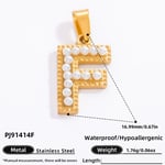 Gold color / 1 Piece Modern Series All-Match Letter F Stainless Steel Gold Color DIY Women's Pendants Picture6