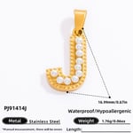 Gold color / 1 Piece Modern Series All-Match Letter J Stainless Steel Gold Color DIY Women's Pendants Picture10