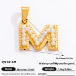 Gold color / 1 Piece Modern Series All-Match Letter M Stainless Steel Gold Color DIY Women's Pendants Picture13