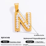 Gold color / 1 Piece Modern Series All-Match Letter N Stainless Steel Gold Color DIY Women's Pendants Picture14