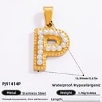 Gold color / 1 Piece Modern Series All-Match Letter P Stainless Steel Gold Color DIY Women's Pendants Picture16