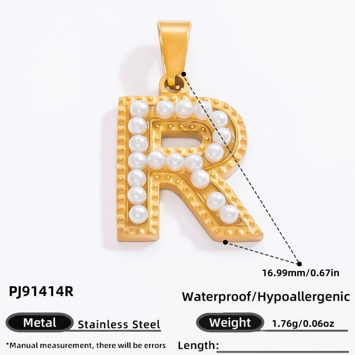 Pendentifs pour femmes en acier inoxydable couleur or DIY série moderne lettre R tout assorti 1 pièce 