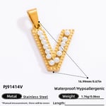 Gold color / 1 Piece Modern Series All-Match Letter V Stainless Steel Gold Color DIY Women's Pendants Picture22