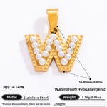 Gold color / 1 Piece Modern Series All-Match Letter W Stainless Steel Gold Color DIY Women's Pendants Picture23