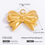 Gold color / 1 Piece Sweet Series Exquisite Bowknot Stainless Steel DIY Gold Color Women's Pendants Picture3