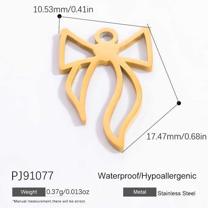 1 Piece Sweet Series Exquisite Bowknot Stainless Steel DIY Gold Color Women's Pendants 