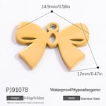 Gold color / 1 Piece Sweet Series Exquisite Bowknot Stainless Steel DIY Gold Color Women's Pendants Picture6