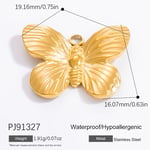 Gold color / 1 Piece Sweet Series Exquisite Butterfly Stainless Steel DIY Gold Color Women's Pendants Picture9