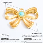 Gold color / 1 Piece Sweet Series Exquisite Bowknot Stainless Steel DIY Gold Color Women's Pendants Picture10