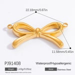 Gold color / 1 Piece Sweet Series Exquisite Bowknot Stainless Steel DIY Gold Color Women's Pendants Picture11