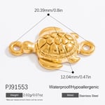 Gold color / 1 Piece Simple Series Daily Turtle Stainless Steel Gold Color DIY Women's Pendants 