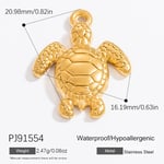 Gold color / 1 Piece Simple Series Daily Turtle Stainless Steel Gold Color DIY Women's Pendants Picture2