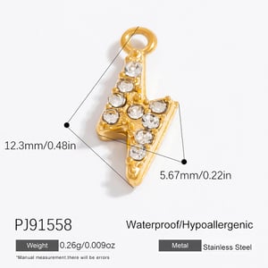 1 Piece Simple Series Daily Lightning Stainless Steel Gold Color DIY Women's Pendants h5 