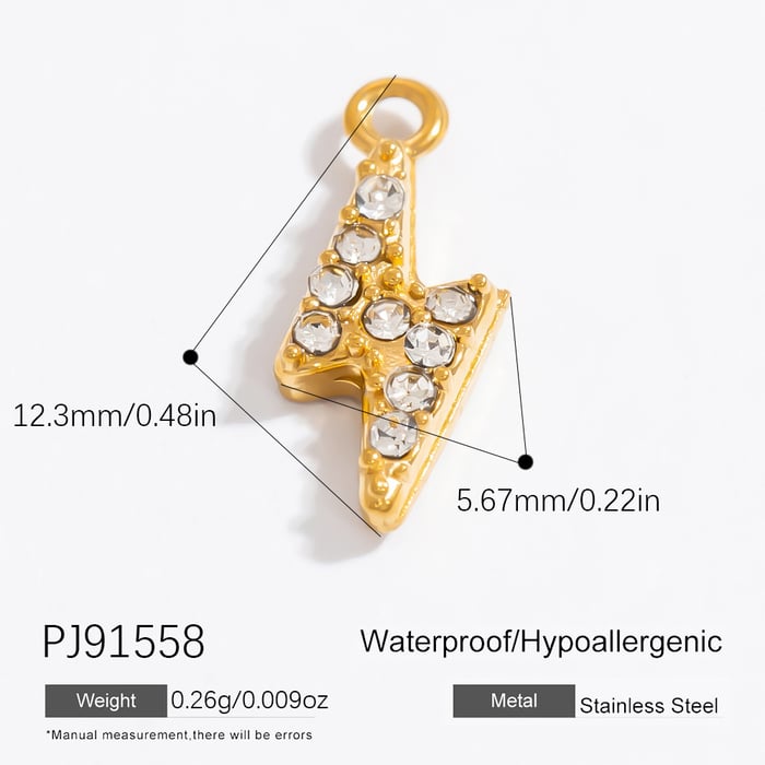 1 Piece Simple Series Daily Lightning Stainless Steel Gold Color DIY Women's Pendants 