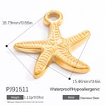 Gold color / 1 Piece Romantic Series Stunning Starfish Stainless Steel Gold Color DIY Women's Pendants Picture2