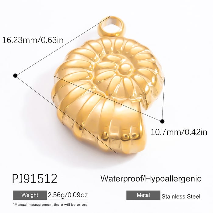 1 Piece Romantic Series Stunning Seashell Stainless Steel Gold Color DIY Women's Pendants 