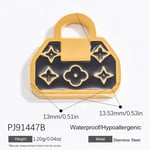 Black & Gold / 1 Piece Romantic Series Chic Bag Stainless Steel Gold Color DIY Women's Pendants Picture2