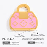 Pink & Gold / 1 Piece Romantic Series Chic Bag Stainless Steel Gold Color DIY Women's Pendants 