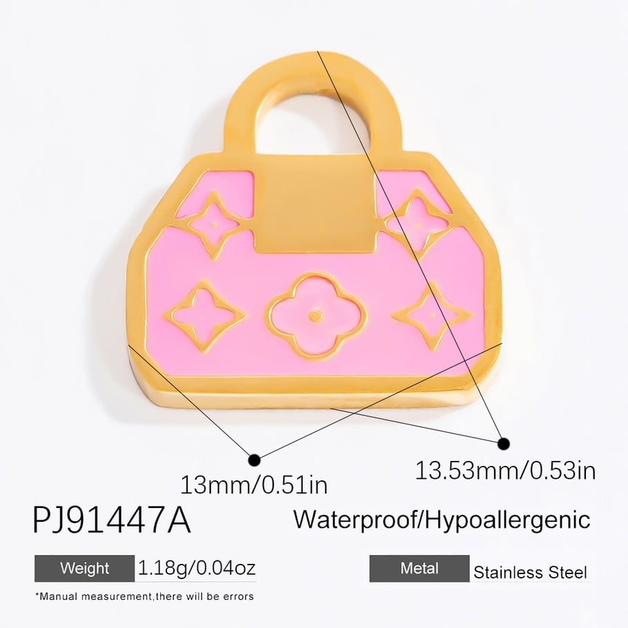 1 pieza de colgantes para mujer de acero inoxidable, color dorado, serie romántica, elegante bolso 