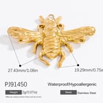 Gold color / 1 Piece Romantic Series Chic Insect Stainless Steel Gold Color DIY Women's Pendants Picture4